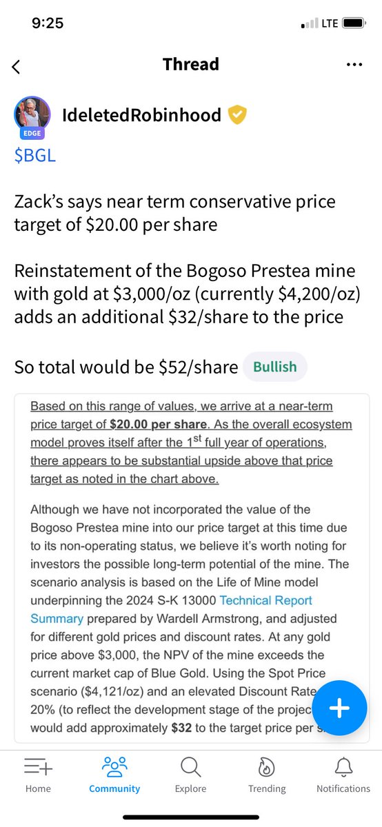 RexWiggins12's tweet photo. $BGL price target $21-$52 a share $BGLWW https://t.co/S9y1jzJPWl