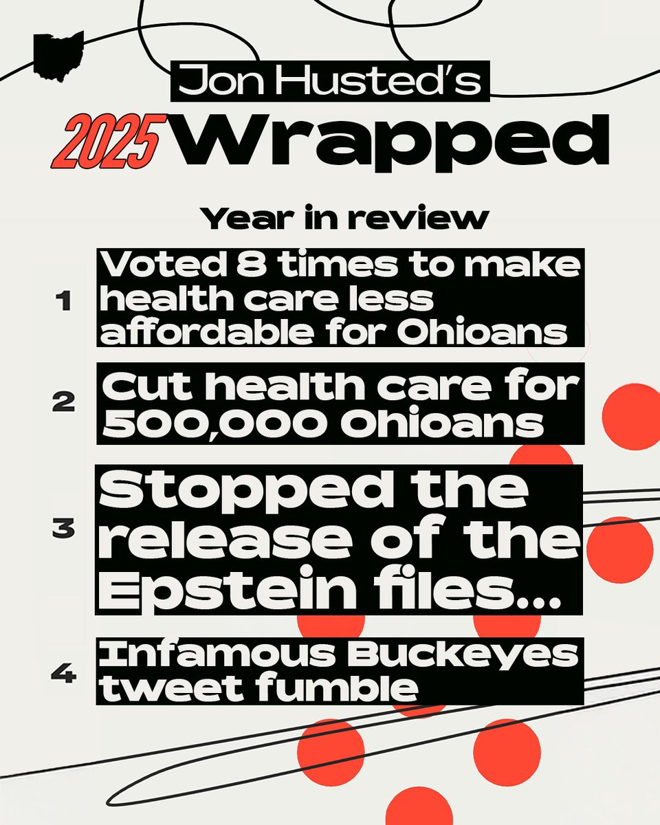 SherrodBrown's tweet image. Husted&apos;s 2025 Wrapped.

Hint: It&apos;s not good.