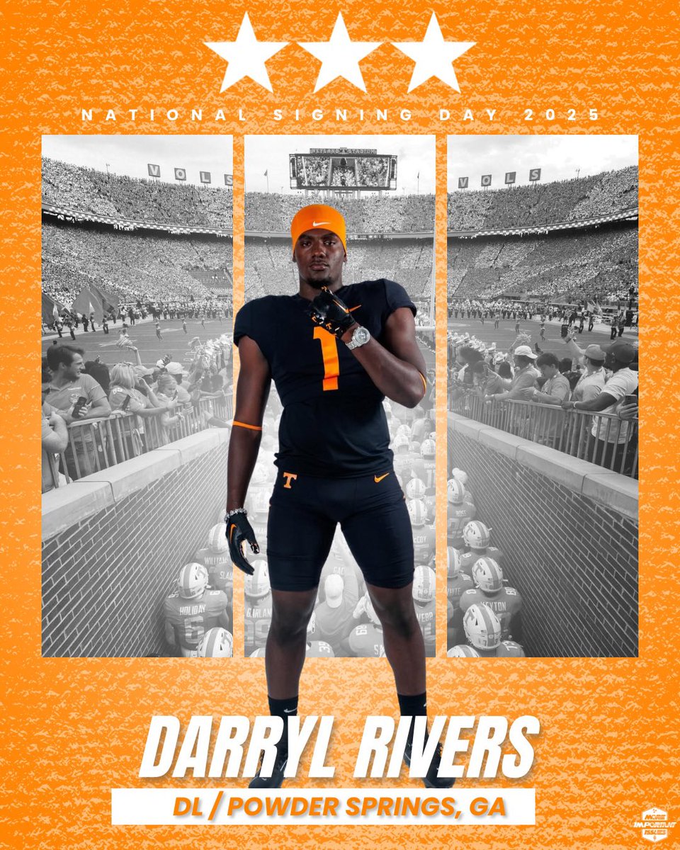 More_Issues's tweet image. 3⭐️ DL Darryl Rivers has signed and is officially a Tennessee Vol.

Welcome Home🍊