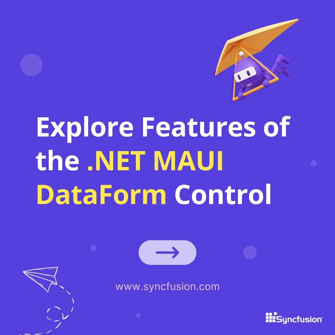 Syncfusion's tweet image. Turn complex form-building into a smooth, intuitive experience.
Our .NET MAUI DataForm gives you total control over fields, layouts, and validation with zero hassle.

Check out the key features 👇

#DotNetMAUI #DotNet #Maui #DataForm