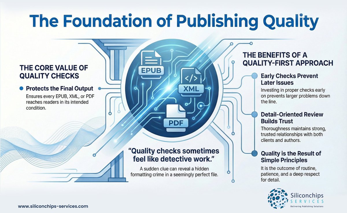siliconchipsuk's tweet image. Quality checks sometimes feel like detective work.

You look at a file thinking it is perfect until a sudden clue reveals a hidden formatting crime.

#qualitycontrol #publishingworkflow #digitalpublishing #productionquality #editorialstandards