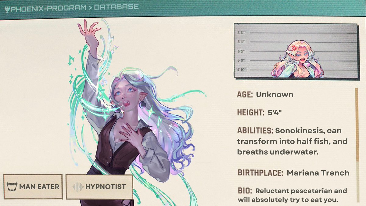 CIYRIN's tweet image. Ever wonder what your chaotic resident Siren would look like in the Dispatch SDN database? 😏
.
.
Template by @/kutsante