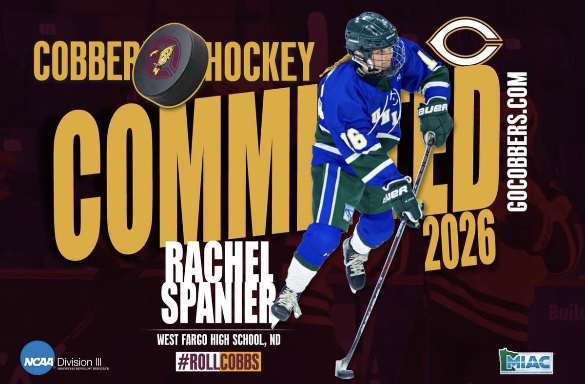 CobberWHockey's tweet photo. The pipeline keeps getting stronger! Welcome to the Cobber family, Rachel! #RollCobbs🌽 https://t.co/gkr55ubg6T