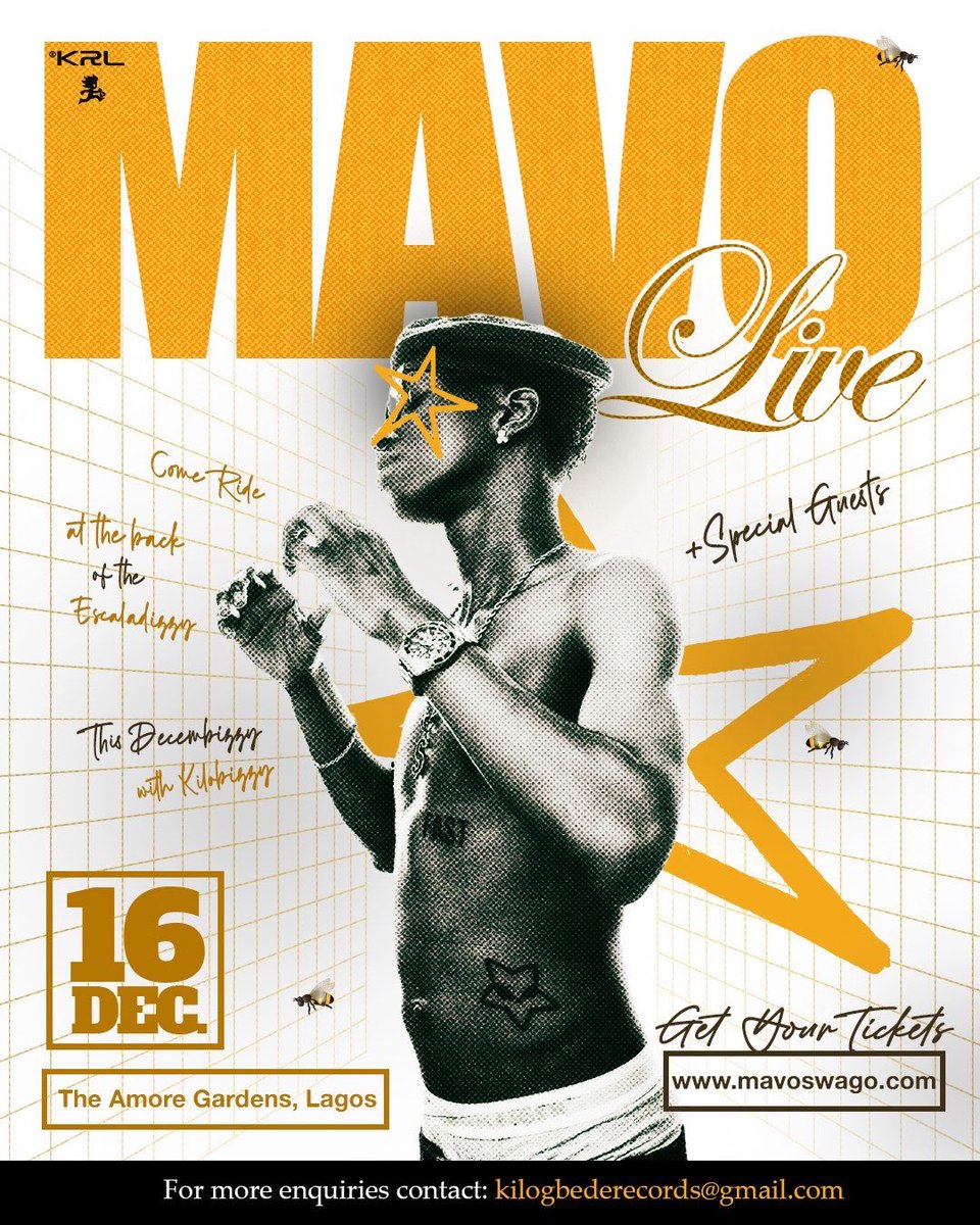 MAVO LIVE IN LAGOS. DEC 16.
get your tickets now @ mavoswago.com.