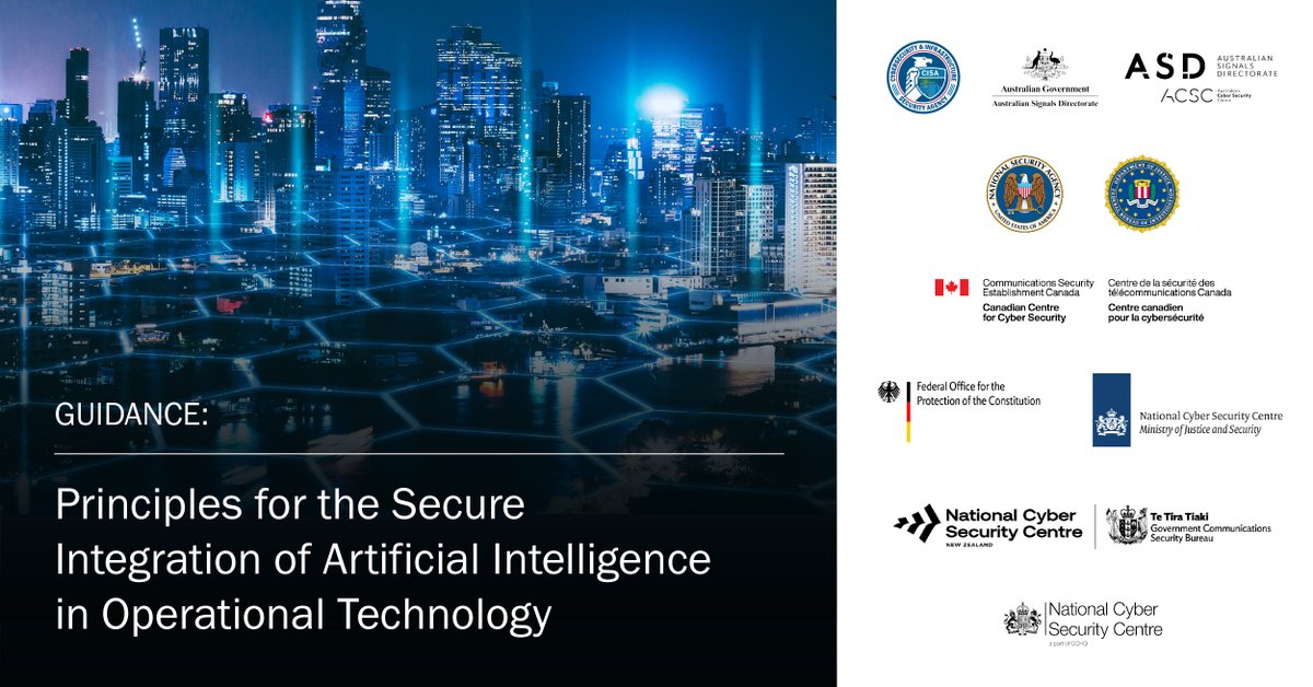 CISAgov's tweet image. Our🆕guidelines provide Critical Infrastructure entities with the tools to implement #AI safely and securely. Make your operations robust against emerging risks. go.dhs.gov/iXo