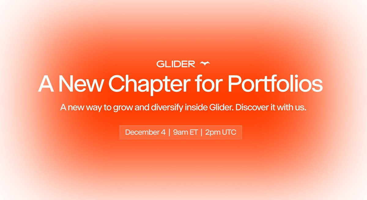 Big update incoming for your portfolio!

New growth era for Gliders Join <a href="/BrianInCrypto/">Brian</a> &amp; <a href="/jackratko_/">Jack Ratkovich</a>
 from Plume live on Discord as they reveal what’s next. 

 🗓 Dec 4
 9AM ET | 2PM UTC

RWA is coming 👀