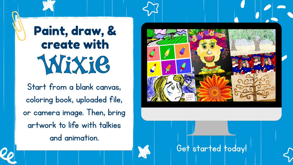 Tech4Learning's tweet image. Wixie is the perfect paint program for students &quot;conceiving and developing artistic ideas and work.&quot; Make the most of your elementary visual arts program with one tool for communication, creative self-expression, community engagement, and more.

static.wixie.com/edu/visual-art…