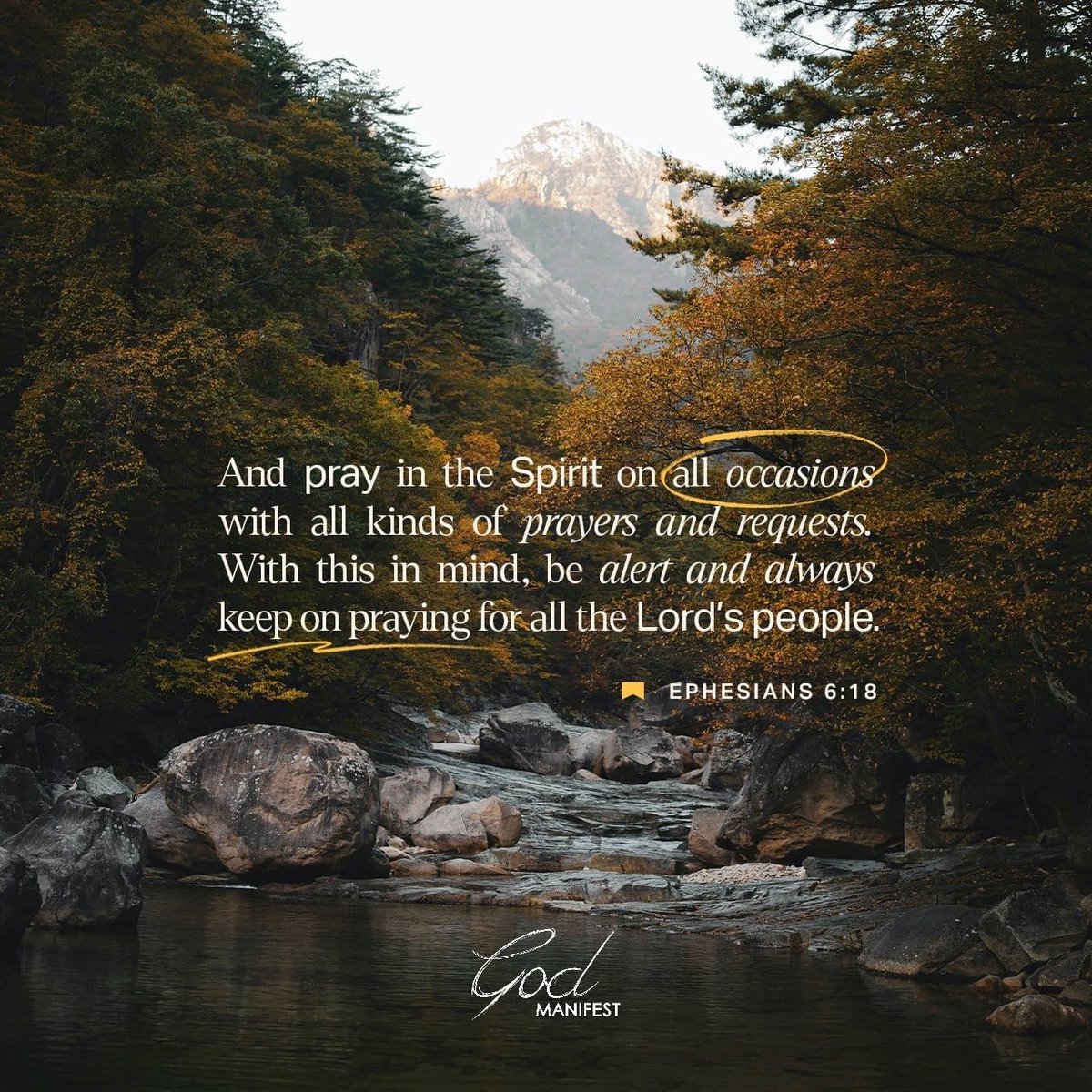 thegodmanifest's tweet image. Ephesians 6:18 NASB
With all prayer and petition pray at all times in the Spirit, and with this in view, be on the alert with all perseverance and petition for all the saints.

#bible #jesus #scripture #jesuslovesyou #jesuschrist #JesusIsLord #jesusisking #ChristisKing