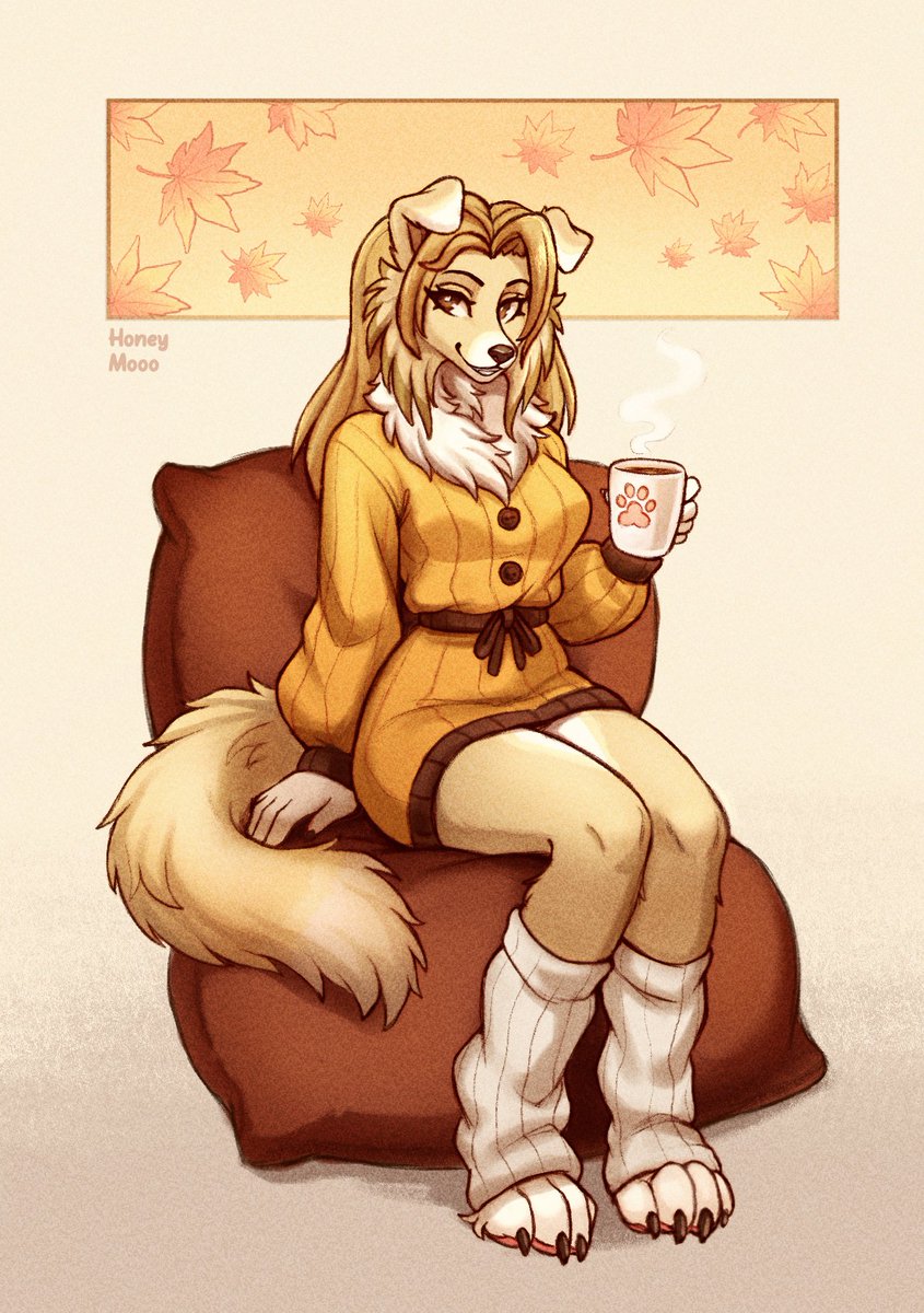 From Autumn to Winter 🍁❄️ 
Cmm for ThatCrazyCollie

 #furryart