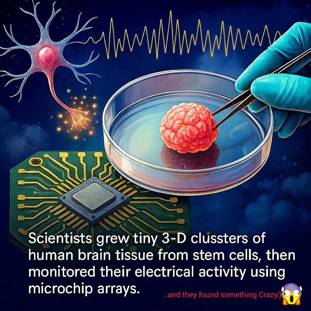 SciTechera's tweet image. Human brains come pre-programmed, and tiny lab-grown organoids prove it

“Scientists grew tiny 3D brain organoids from stem cells and recorded organized, rhythmic firing even without any sensory input at all.”

“In a new study, researchers show this same built-in activity appears…
