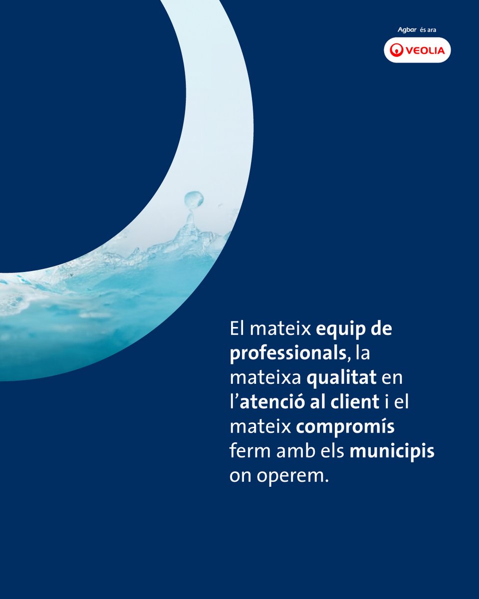Volem explicar-te un canvi important.
Agbar és ara Veolia.
Canviem la marca, mantenim l'essència.

Segueix-nos a <a href="/Veolia_Es/">Veolia | España</a>!
👉agbarclients.cat/ca/-/agbar-es-…
 #AgbarésaraVeolia