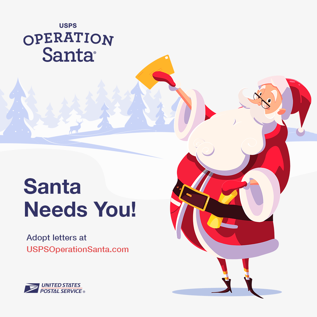 Help make holiday wishes come true by adopting a letter and finding the ideal gift to send. Start here: uspsoperationsanta.com