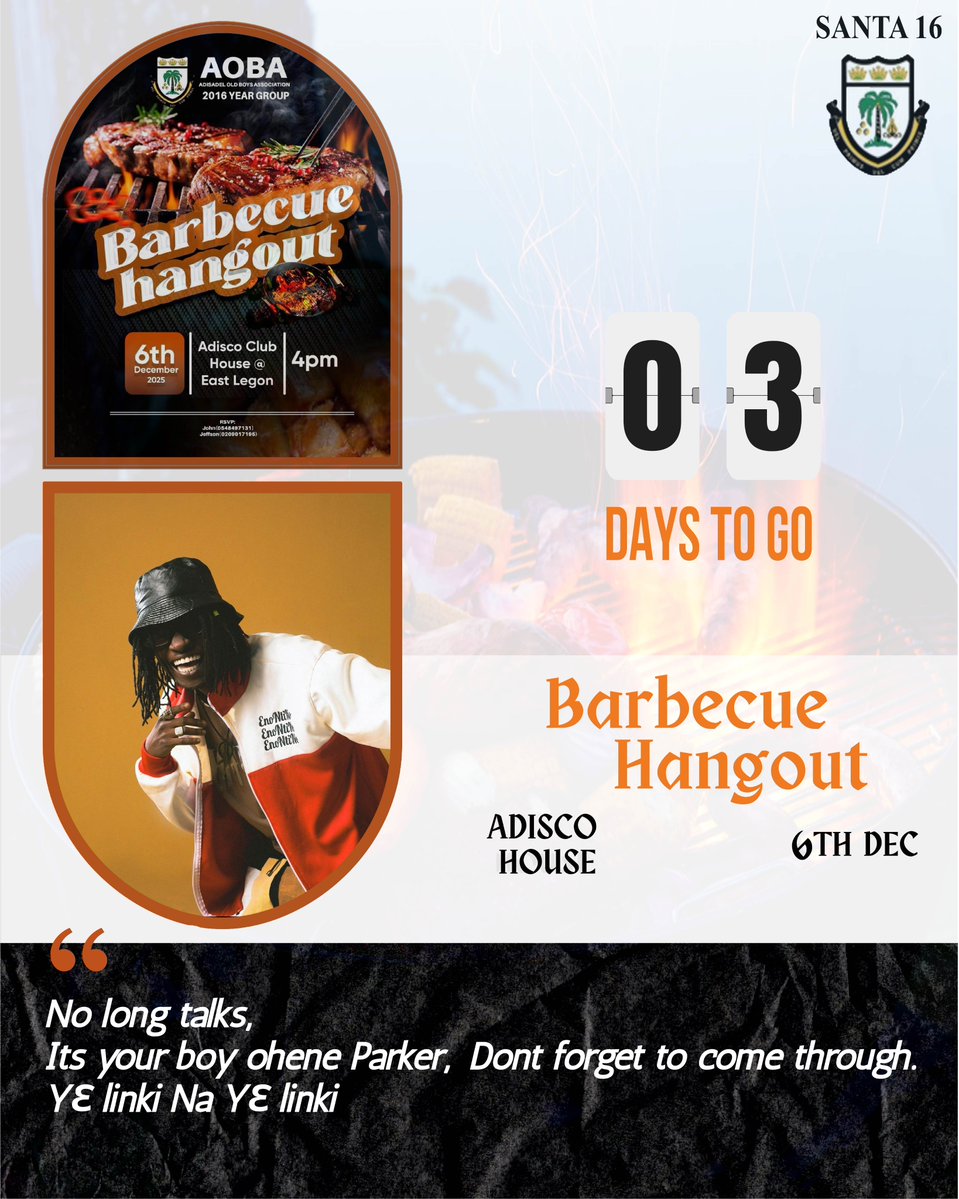Three days to go !!!! 

Let’s meet THIS SATURDAY at the Adisco Clubhouse, 4pm prompt ! <a href="/ohene_Parker/">ᴏʜᴇɴᴇ ᴘᴀʀᴋᴇʀ</a> 
⚫️⚪️⚫️⚪️🦓🦓🦓