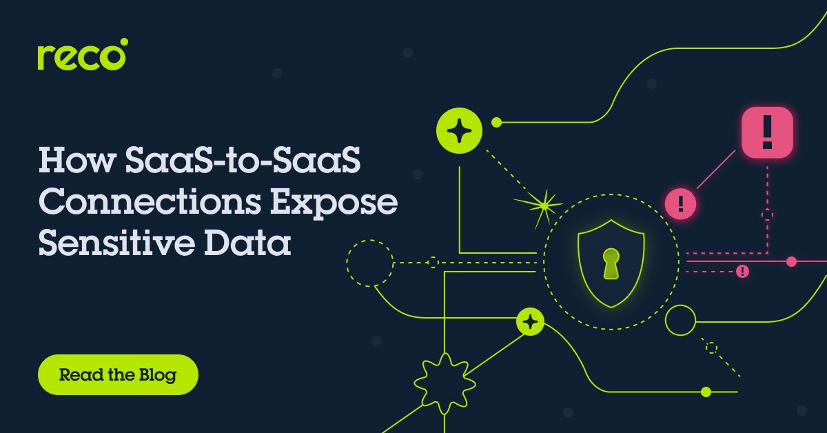 🚨 Hidden risk in your SaaS stack: OAuth integrations create invisible backdoors between apps.

Most teams can't see which plugins access sensitive data or how AI agents amplify risk.

Learn how to secure your SaaS-to-SaaS connections in our latest blog: reco.ai/blog/the-hidde…