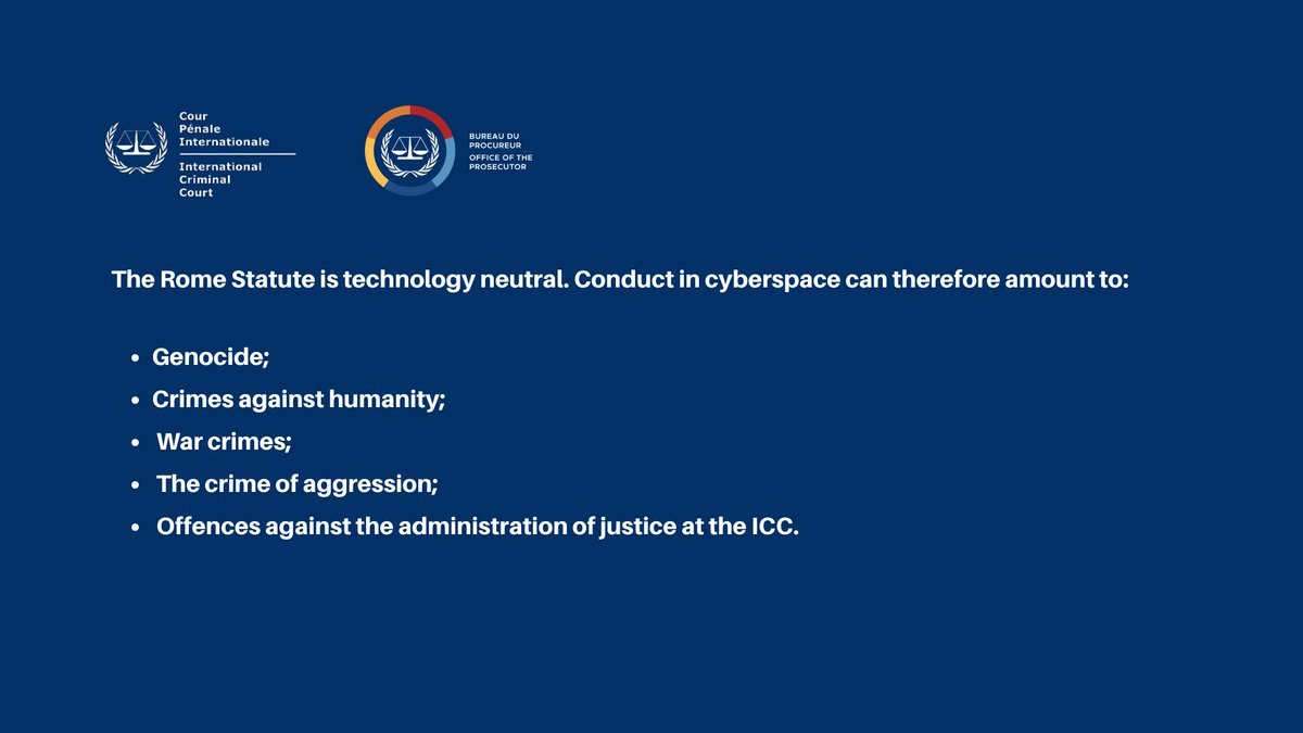 IntlCrimCourt's tweet image. The #ICC Office of the Prosecutor launched its Policy on Cyber-enabled Crimes under the #RomeStatute, on the margins of #ASP24. 

What are cyber-enabled crimes? What are examples of these crimes?

For more⤵️ 
icc-cpi.int/about/otp/ques…