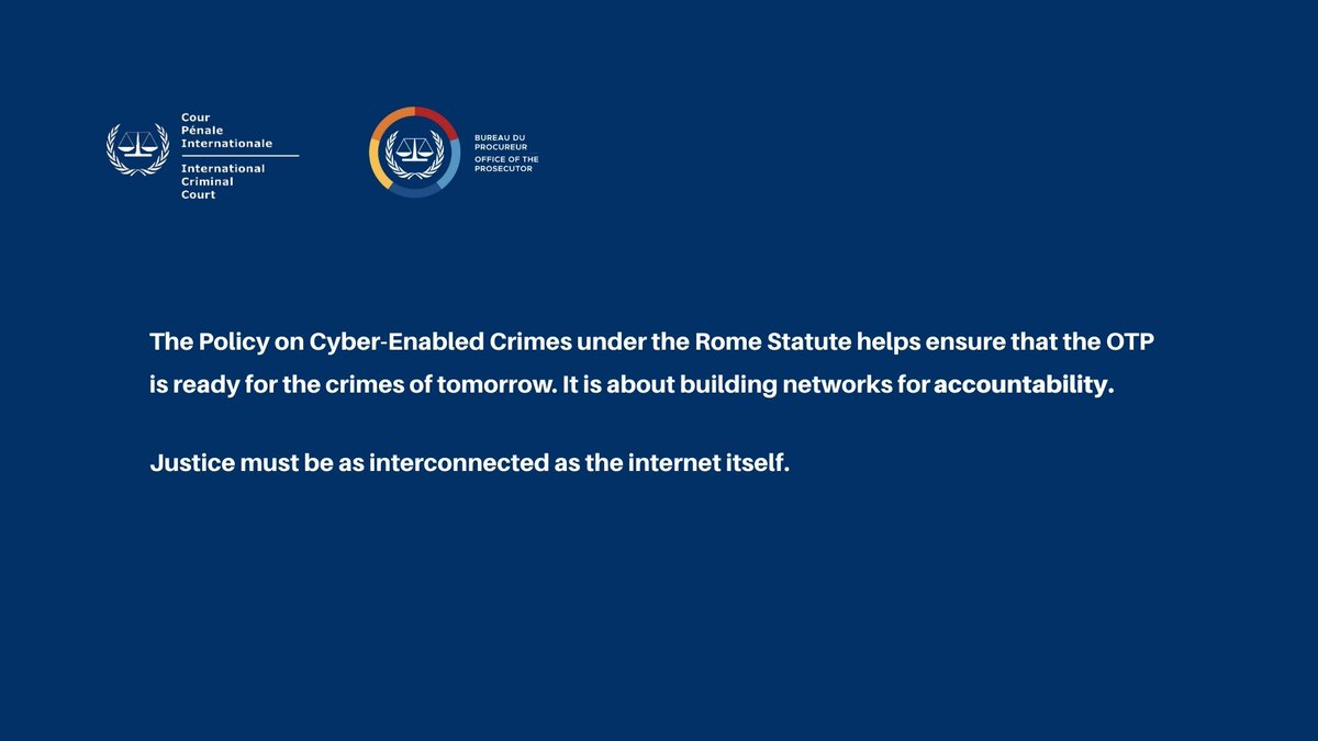IntlCrimCourt's tweet image. The #ICC Office of the Prosecutor launched its Policy on Cyber-enabled Crimes under the #RomeStatute, on the margins of #ASP24. 

What are cyber-enabled crimes? What are examples of these crimes?

For more⤵️ 
icc-cpi.int/about/otp/ques…