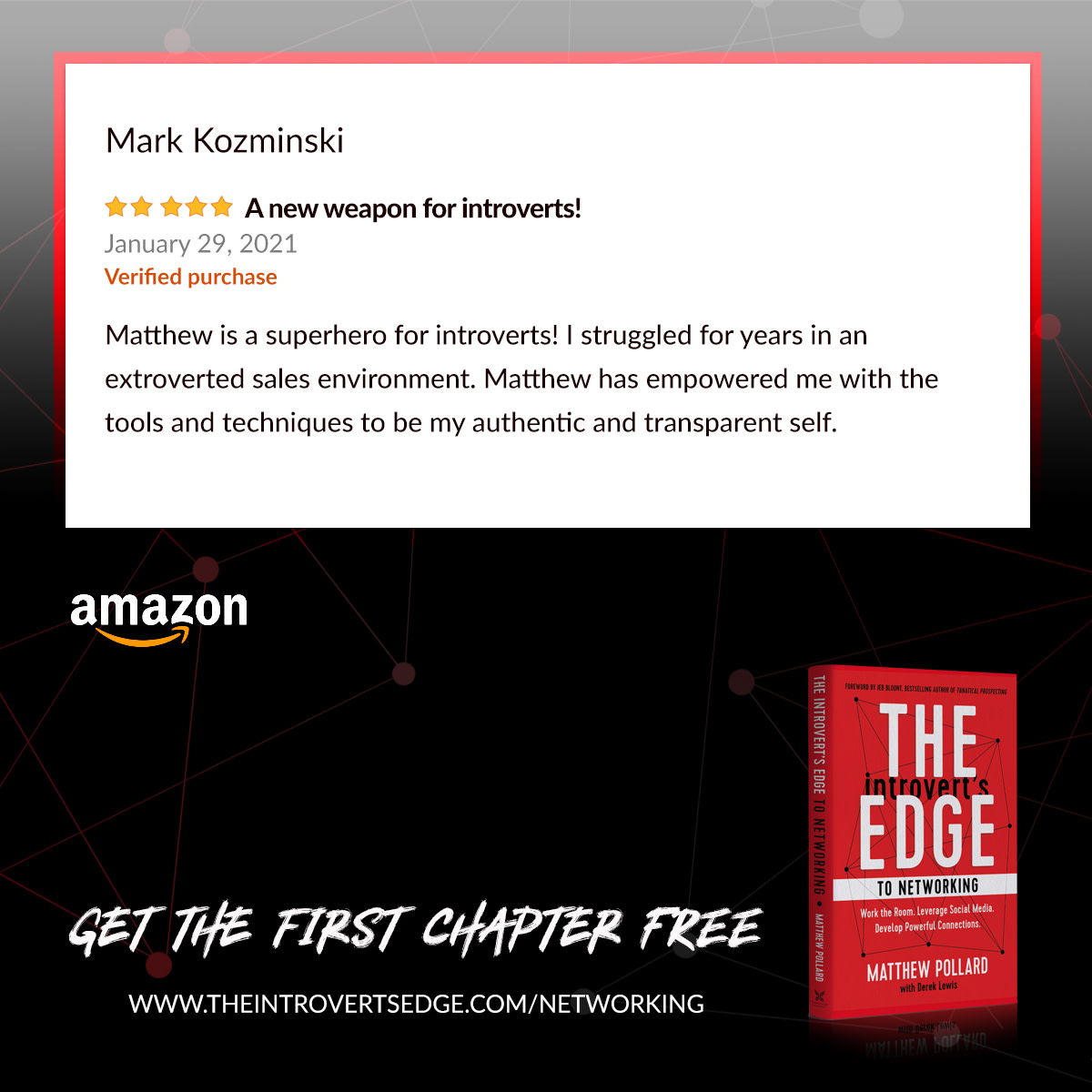 MatthewPollard_'s tweet image. Incredibly thankful for another great @Amazon review of my latest book. I feel fortunate to be able to help #introverts, and others, gain the confidence they need to work a room like a pro and close the sale! #networking

Get the FREE first chapter -&amp;gt; grow.lk/Network