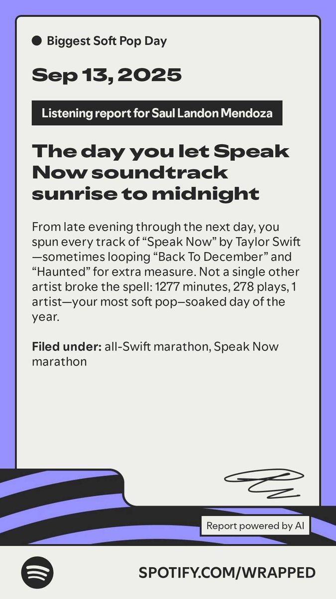Another year of <a href="/taylorswift13/">Taylor Swift</a> taking over my life. #SpotifyWrapped #amazonmusicdelivered