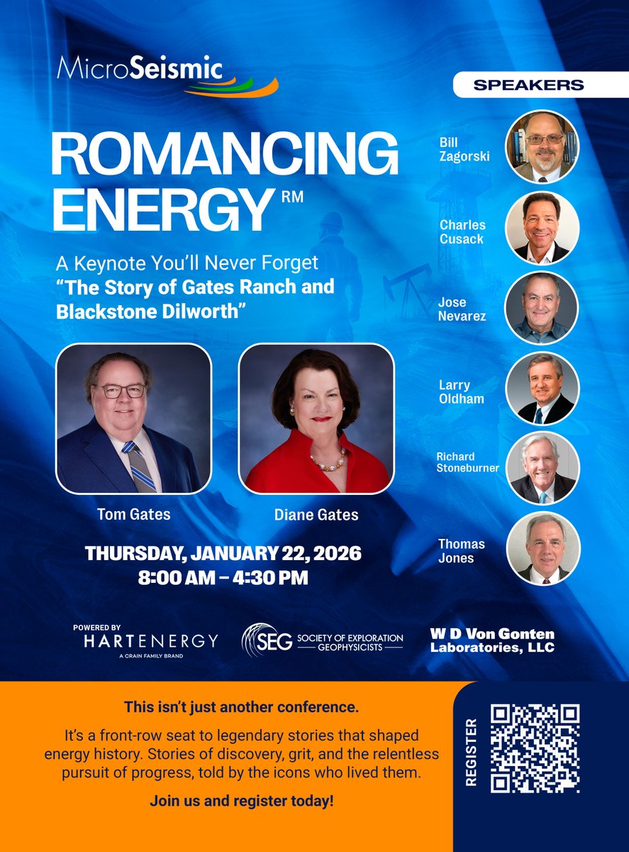 We’re thrilled to welcome W.D. Von Gonten Engineering LLC as an official sponsor of our Romancing Energy Forum!

You will not want to miss this incredible lineup of speakers. 

Secure your ticket today: 
microseismic.com/2026-forum/

#RomancingEnergy #Forum #Houston #Networking