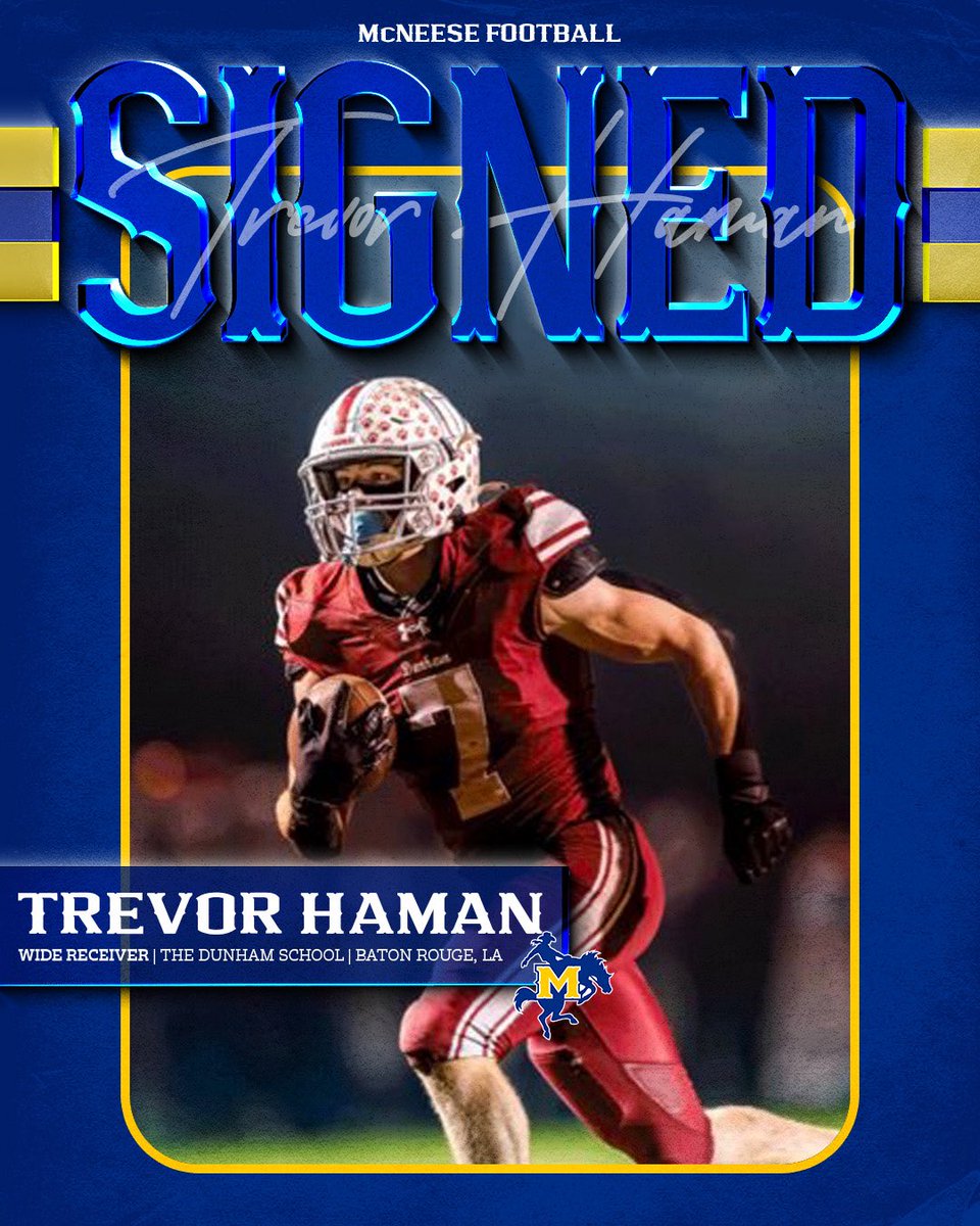 McNeeseFB's tweet photo. SIGNED✍️

Welcome to Cowboy Country, @trevor_haman 🤠

#GeauxPokes | #StampedeSZN https://t.co/nkmPv5wfsp