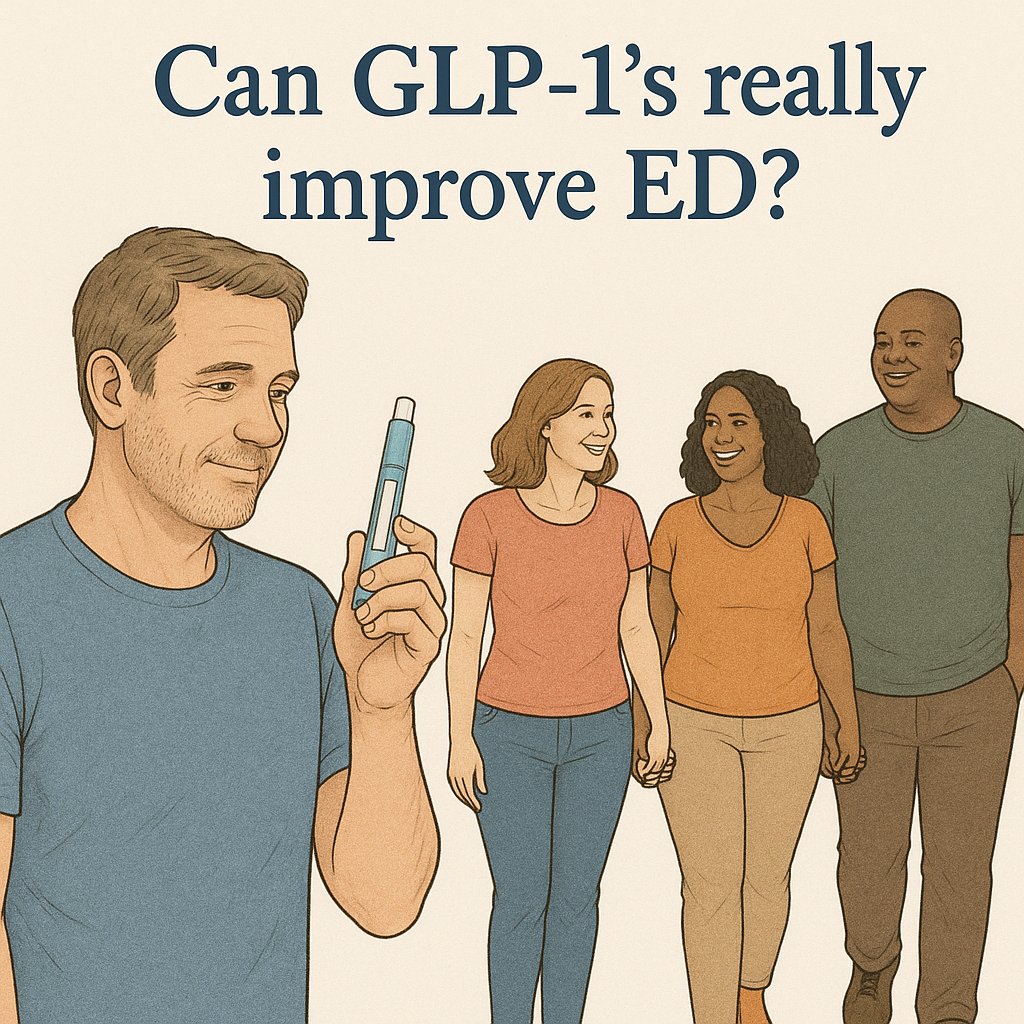 #GLP1's &amp; erectile function: friend or foe? 🔬

New Biomolecules review: mostly friend❗️

✅ Improve endothelial function
✅ Boost testosterone via weight loss
✅ REWIND: dulaglutide cut ED risk (HR 0.92)

Responses vary - ask at follow-up.

🔗mdpi.com/2218-273X/15/9…