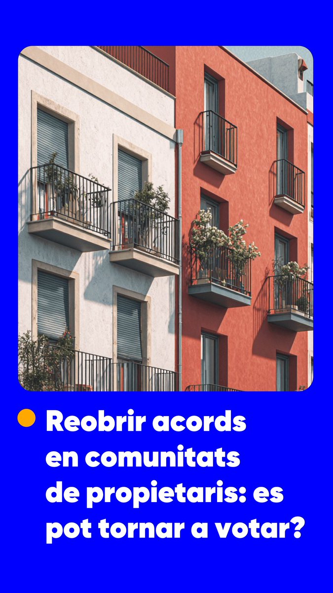 Reobrir acords en comunitats de propietaris: és legal tornar a votar? 

Conèixer quan i com fer-ho resulta essencial per a garantir la validesa dels acords i evitar conflictes entre veïns.

Entra al nostre web, i llegeix l'article:
finquescompany.com/ca/blog/2025