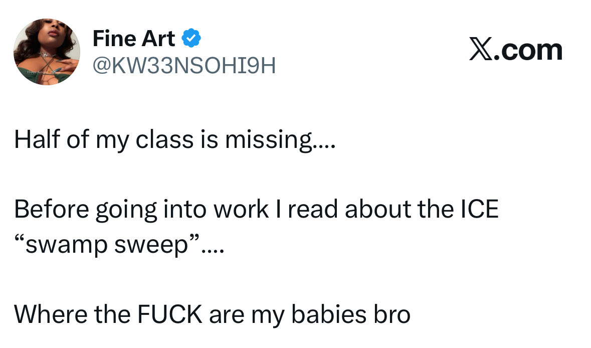 I deleted my tweet about my students suddenly not being in class because I did not want to see a discourse about my babies but yea…..we got our answer.