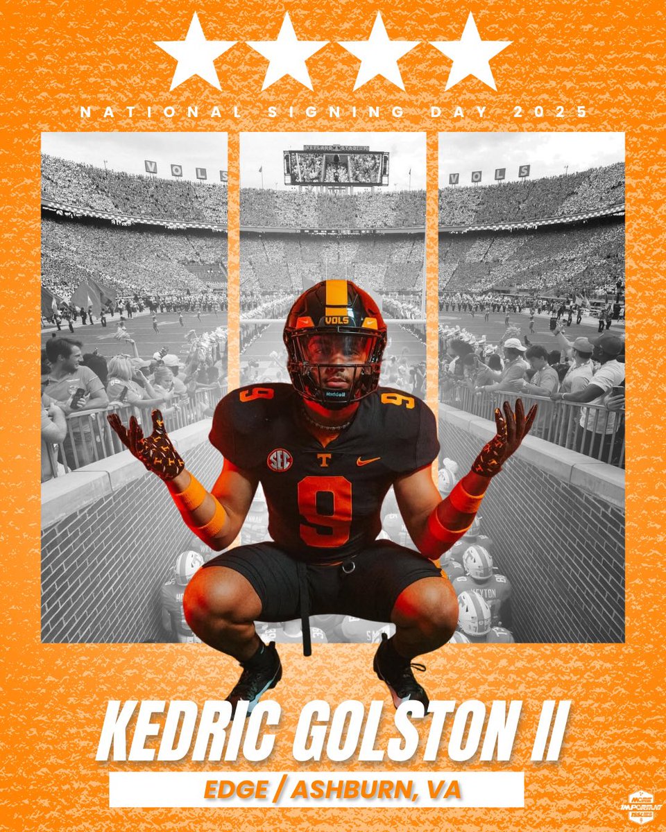 More_Issues's tweet image. 4⭐️ EDGE Kedric Golston ll has signed and is officially a Tennessee Vol.

Welcome Home🍊