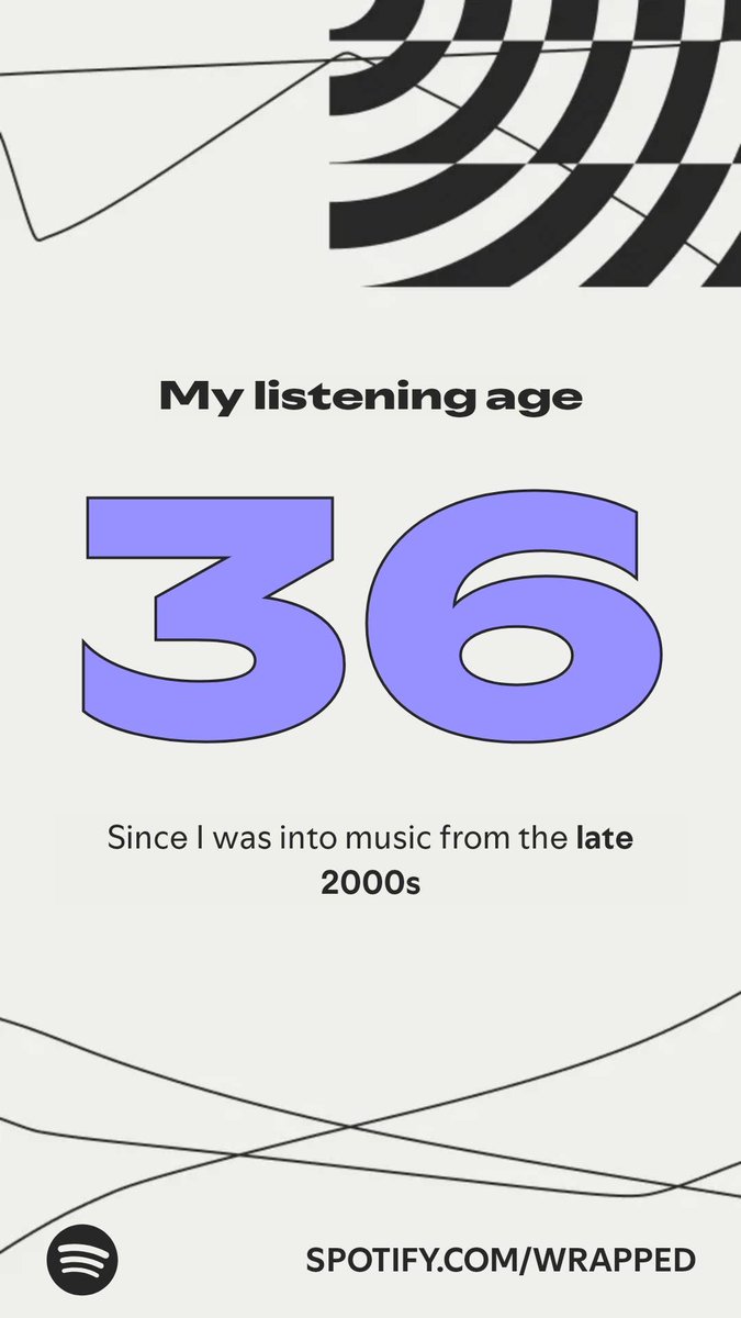 Here’s my listening age, from my #SpotifyWrapped.   spotify.com/wrapped-share/…