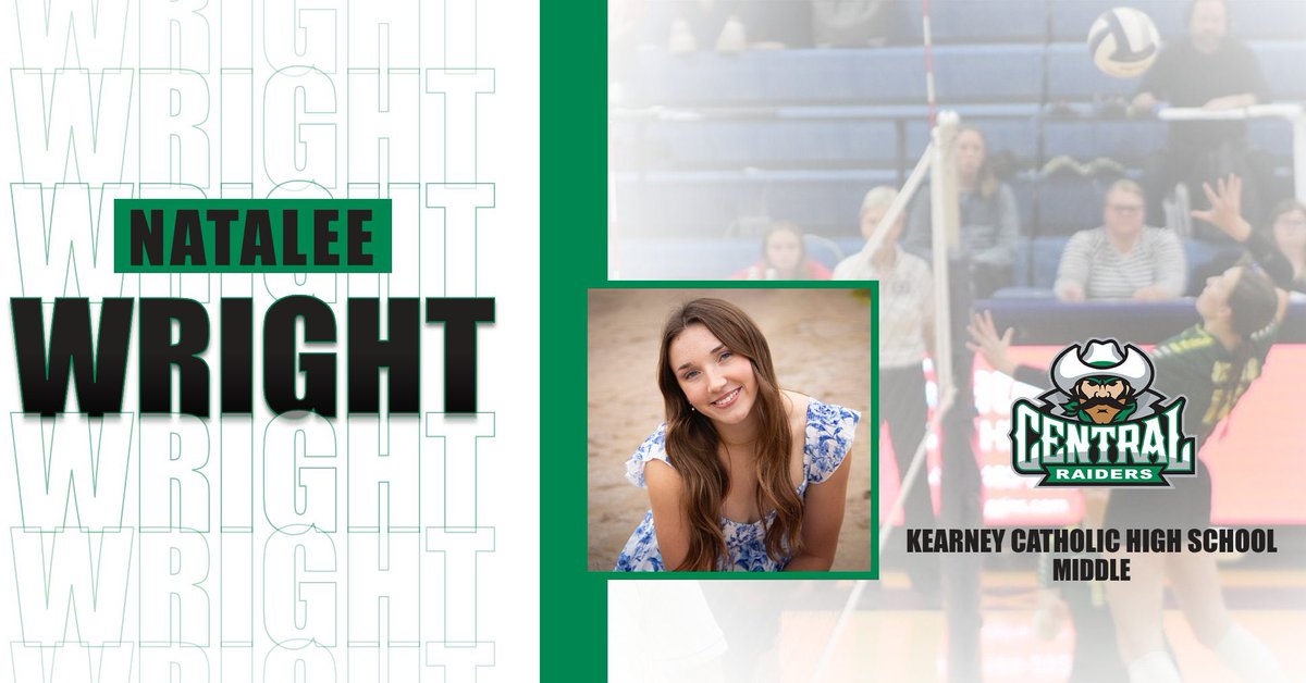 CCCRaidervb's tweet photo. Itโs a great day to be a Raider! Natalee Wright from Kearney Catholic made it official. Welcome to the Raider Family, Natalee! #yeahC #goraiders #raidersbang https://t.co/XIGfzJbolP