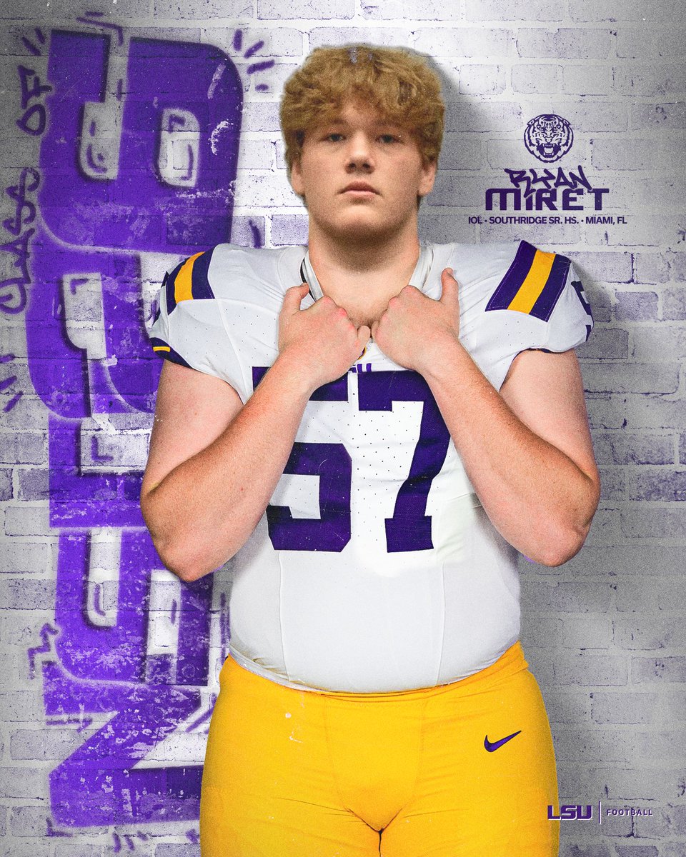LSUfootball's tweet image. Callin&apos; Baton Rouge

OL @ryan_miret is officially a Tiger