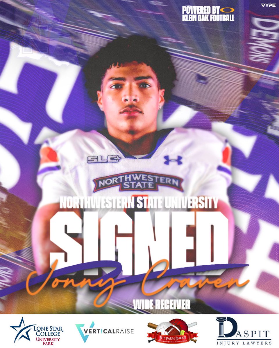 KLEINOAKFB's tweet image. SIGNED!✍️ 

Klein Oak ➡️ Northwestern State University 

@cravenjonny11 

#OakEm #thecOde