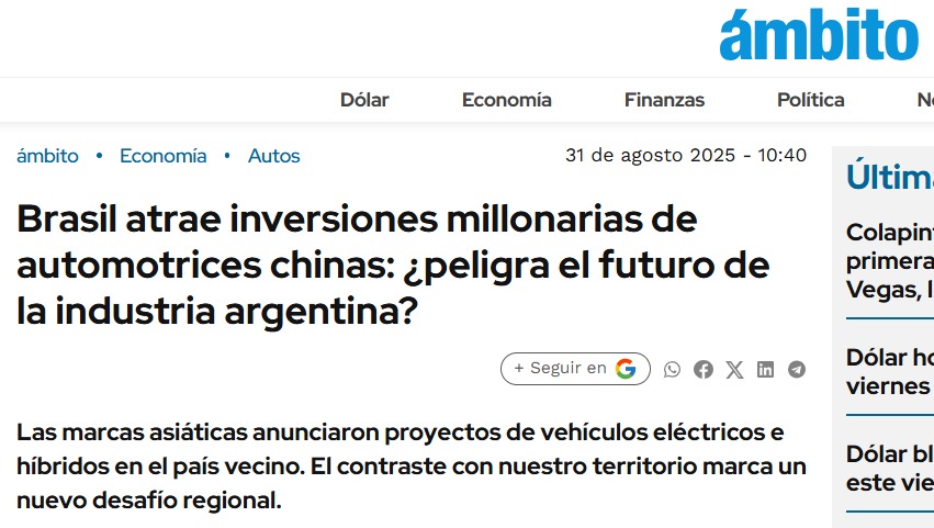 Brasil atrae inversiones productivas y Argentina profundiza la apertura a autos importados

Mientras el Gobierno anuncia un nuevo cupo de 50.000 autos eléctricos e híbridos sin arancel para importar en 2026, Brasil muestra la dinámica opuesta y se consolida como el principal polo