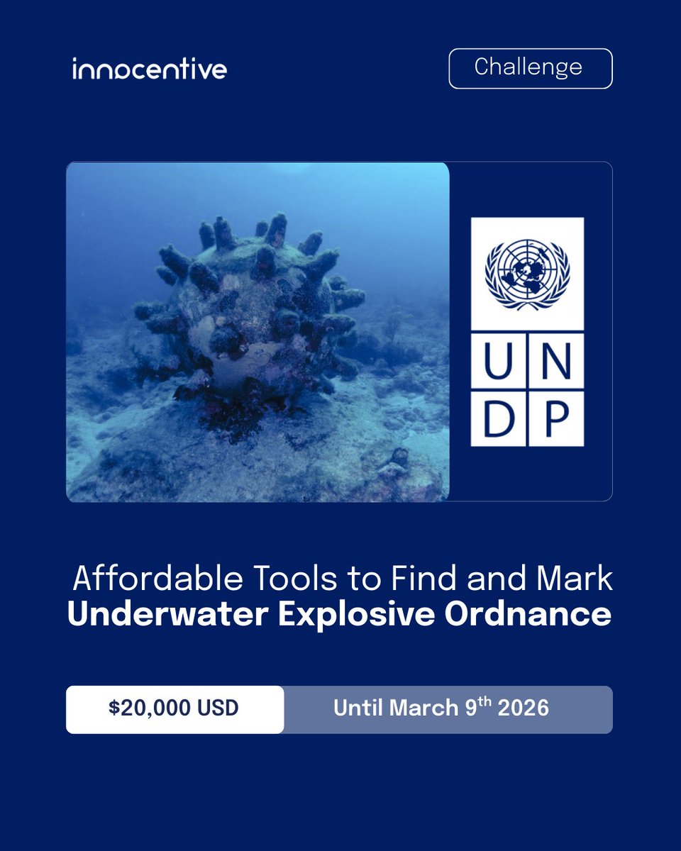 🆕 global innovation challenge launched.

Underwater explosives left by conflict contaminate rivers, lakes &amp; coastlines.

<a href="/UNDP/">UN Development</a> is calling on engineers, researchers &amp; problem-solvers to help us find faster, safer &amp; more affordable ways to detect them.

go.undp.org/iLp
