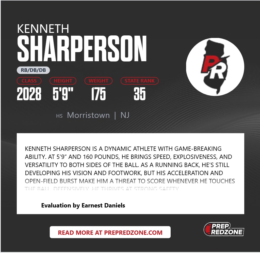 Ksharp27's tweet image. Always humbled by the recognition. @PrepRedzoneNJ  @MHSCoach_Flynn