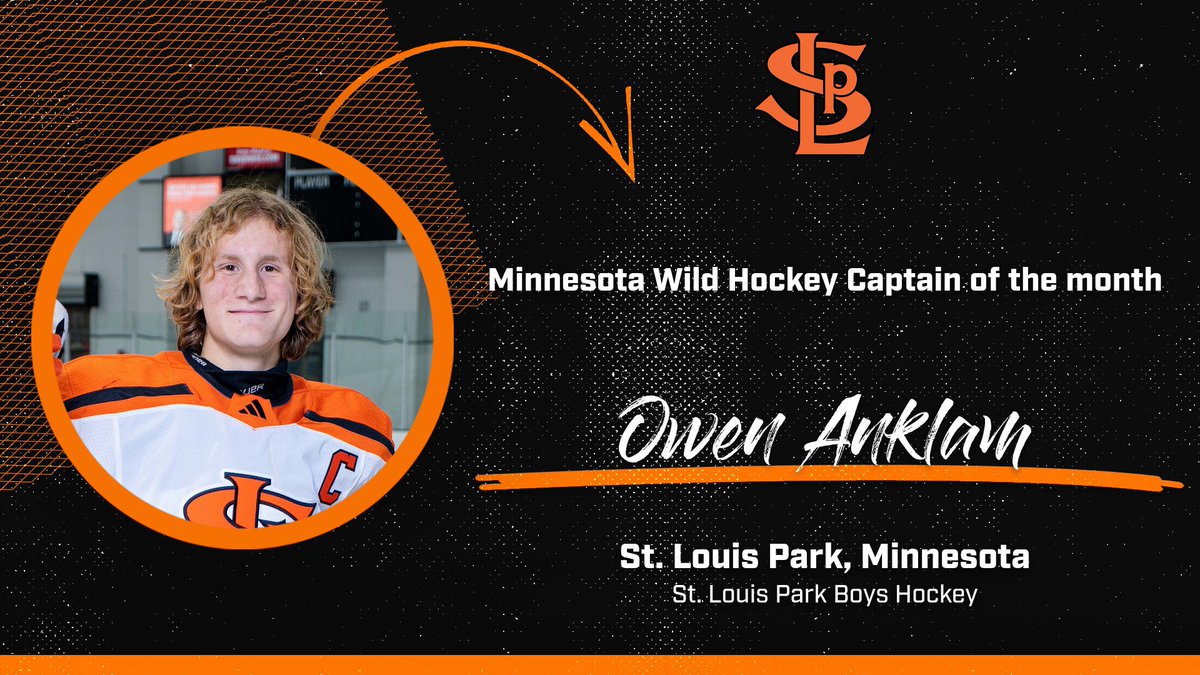 🏒🧡💚 <a href="/mnwild/">Minnesota Wild</a> Boy’s Hockey Captain of the Month: Owen Anklam!

Owen is being recognized for his outstanding community involvement and the steady leadership he brings to our hockey program.

This honor joins a growing list of achievements Owen has earned during his time at Park!