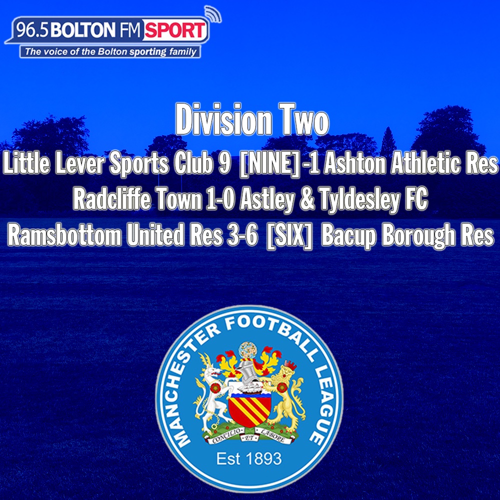 <a href="/L_L_SC/">Little Lever SC</a> thrashed Ashton Athletic Reserves to close in on the top three in D2, which had braces from Shane Evans and Kieran Dale.

Meanwhile, <a href="/Radcliffe_Town/">Radcliffe Town Sports Club</a> got the better of <a href="/AandT_FC/">Astley & Tyldesley FC</a> thanks to Chris Jordan whereas <a href="/rammyreserves/">Ramsbottom United Reserves</a> lost a competitive meeting with Bacup Borough.