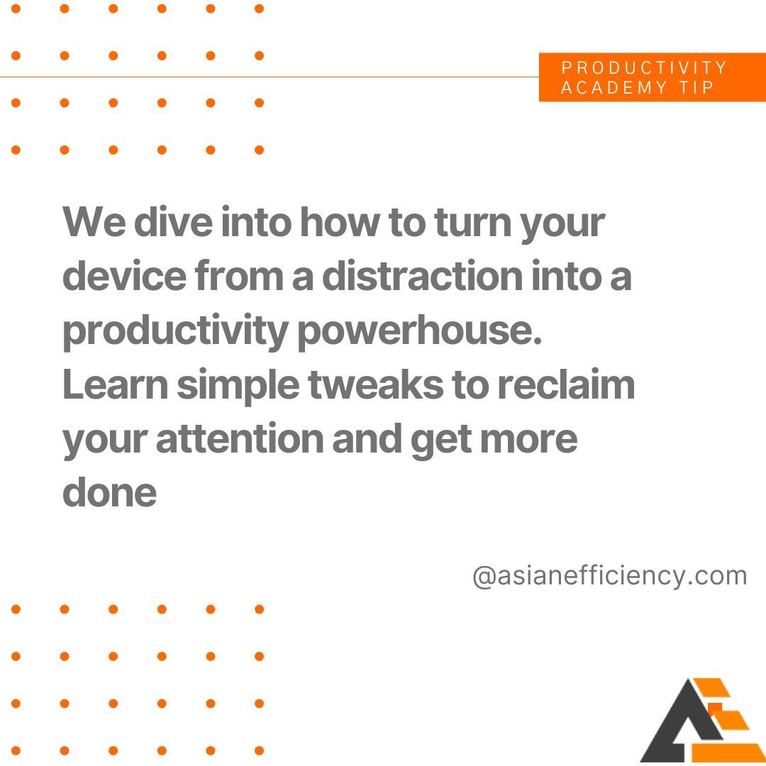 asianefficiency's tweet image. Your phone: friend or foe to your focus? 🤔 Discover how small changes in how you use your smartphone can lead to massive productivity gains. Get the actionable tips now! 

#Productivity #Focus #TechTips