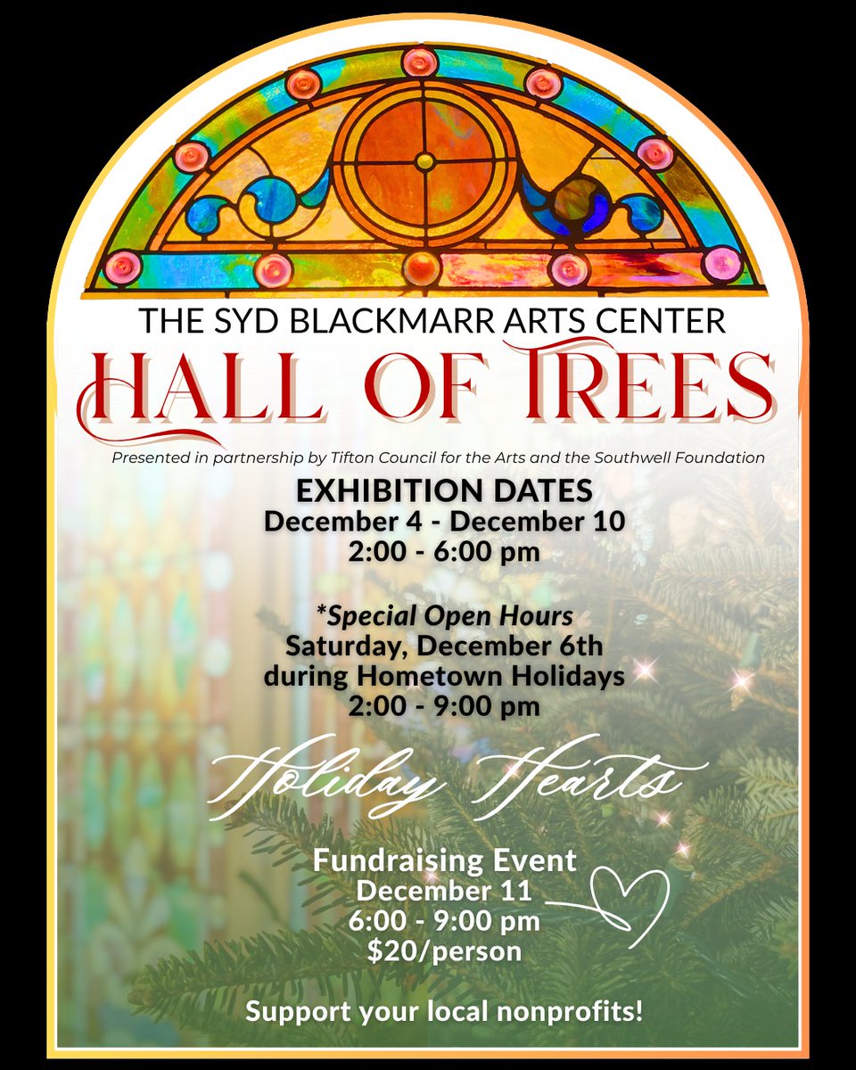 ✨ A Beloved Tifton Tradition Returns! The Hall of Trees is back at The Syd and it’s bringing ALL the holiday magic! 🎄 

Be sure to come to the Holiday Hearts on December 11th as well to show your community support! ❤️ 

More info at: lnkd.in/eS_DmKbg

#thinktifton