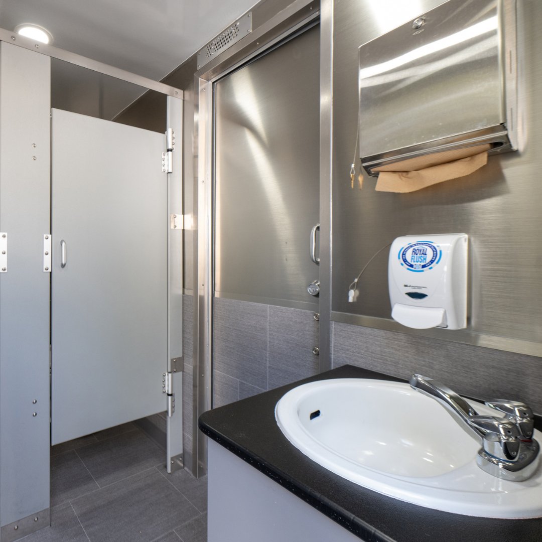 Spotless and sophisticated, even behind the scenes. Get started today by visiting aroyalflush.com

#aroyalflush #portablerestroom #restroomtrailer #construction #event #portapottyrental #toiletrental