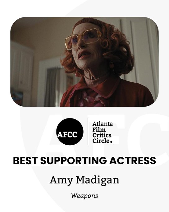 camyaccion's tweet image. En las categorías de reparto Amy Madigan y Benicio del Toro repiten respeto a la crítica de NY de ayer. Leonardo DiCaprio y Jessi Buckley logran su primer triunfo de la temporada. #AFCCAwards #AFCC