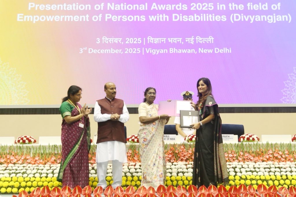 navneet__mann's tweet photo. Honoured &amp; Humbled to receive the National Award 2025 in the field of Empowerment of PwDs,for Lunglei District from the Hon’ble President for ‘Best District’ under Sugamya Bharat Abhiyan.
All made possible by the collective efforts of District Admin, Health &amp; Social Welfare Depts https://t.co/XNQYLSHSON