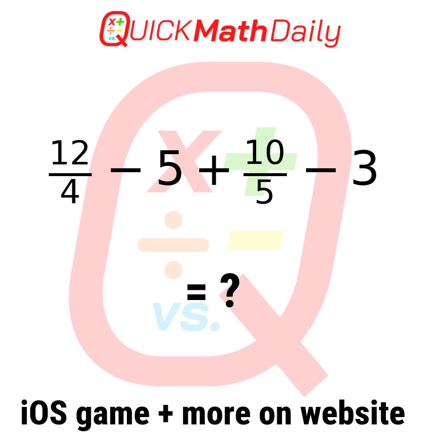 QuickMathDaily's tweet image. 🚀 Speed Round! Solve This Equation in Record Time‼️⏱️🧮 

Drop Your Answer in the Comments! ⬇️

See more on QuickMathDaily.com 👀 ✅