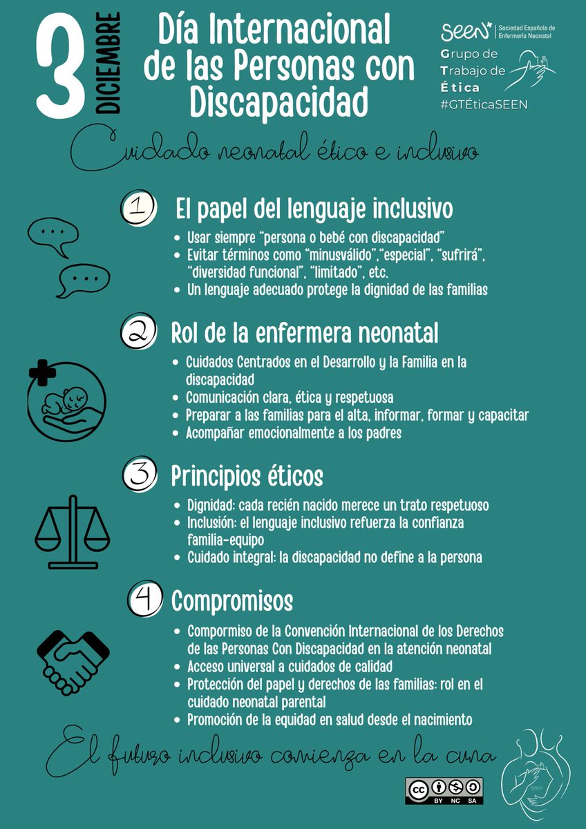 martaelr's tweet image. La inclusión empieza con los primeros #cuidados.
Desde el #GTÉticaSEEN recordamos:
🗣️ Lenguaje inclusivo
👶🏽 Cuidados centrados en el desarrollo y la familia
⚖️ Dignidad e inclusión en cada intervención
🤝 Compromiso con una atención neonatal equitativa
#Discapacidad #enfermeras