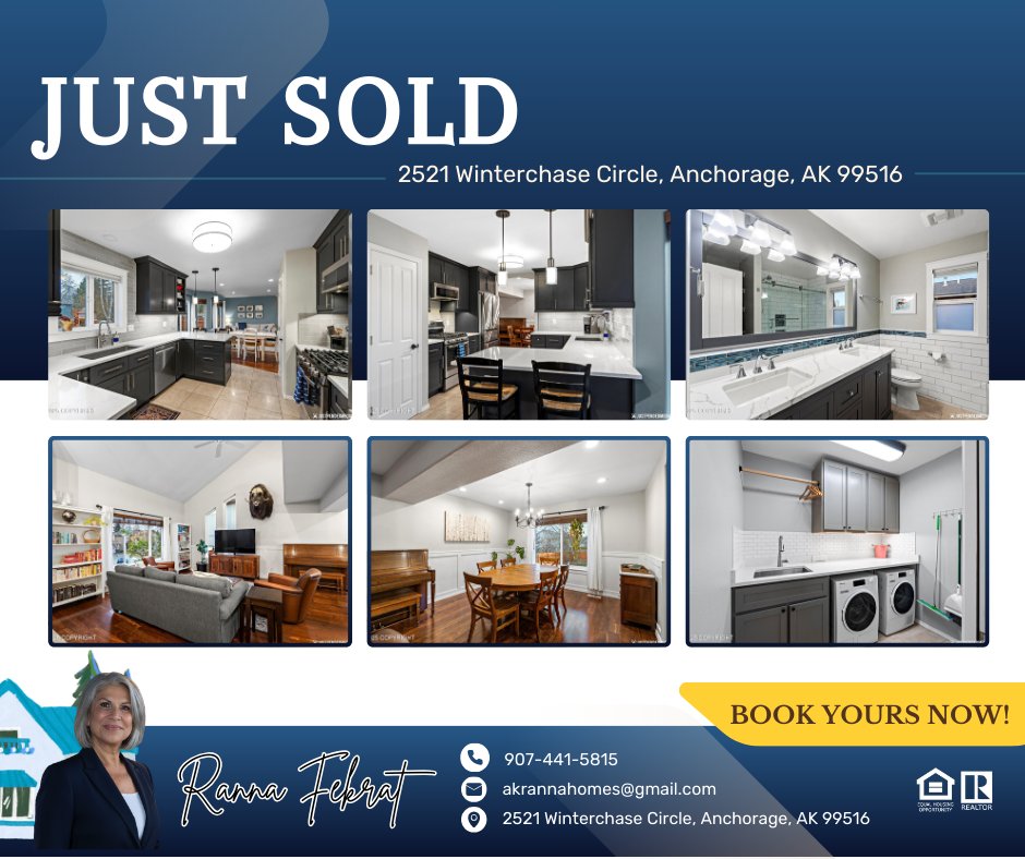 JUST SOLD! 🏡✨
Congrats to the new owners of 2521 Winterchase Circle, Anchorage!
Another beautiful home matched with the perfect buyers.

On to the next! 🥂
