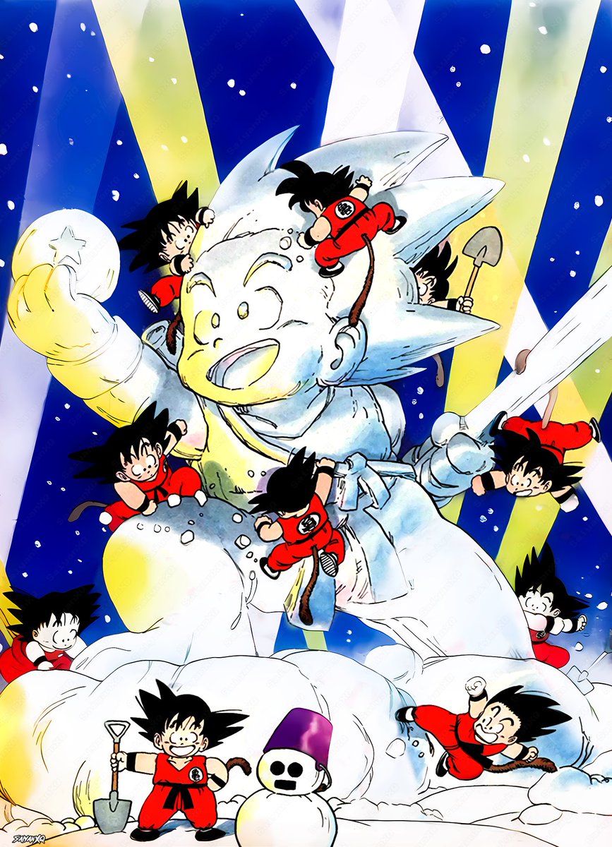 Ilustración poco conocyy navideña de Dragon Ball 
#dragonball
