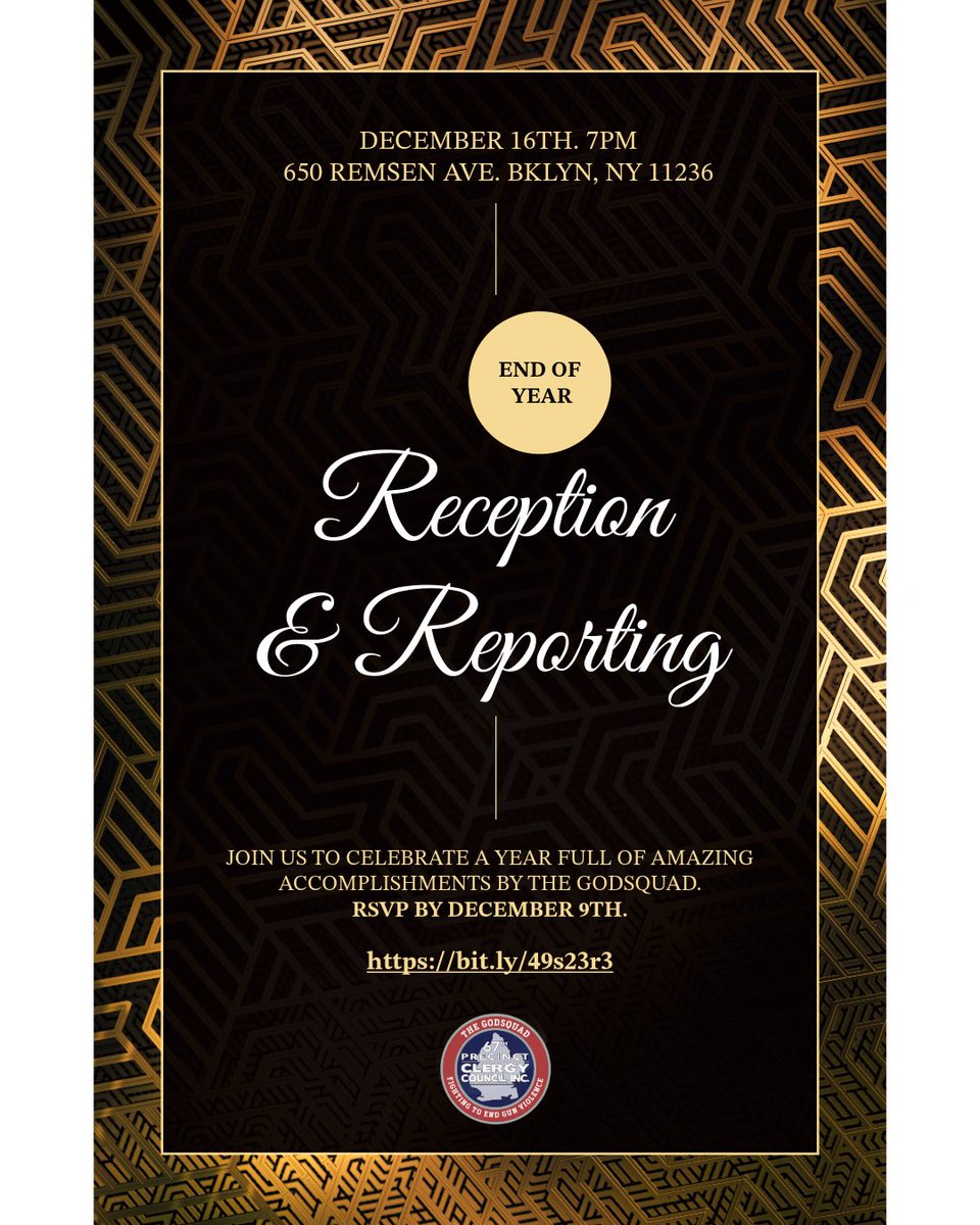 We look forward to welcoming you at our End of Year Reception on December 16th! It's an opportunity to unite and discover the significant achievements of our organization over the past year. Please RSVP by December 9th using the following link: bit.ly/49s23r3

#GodSquad