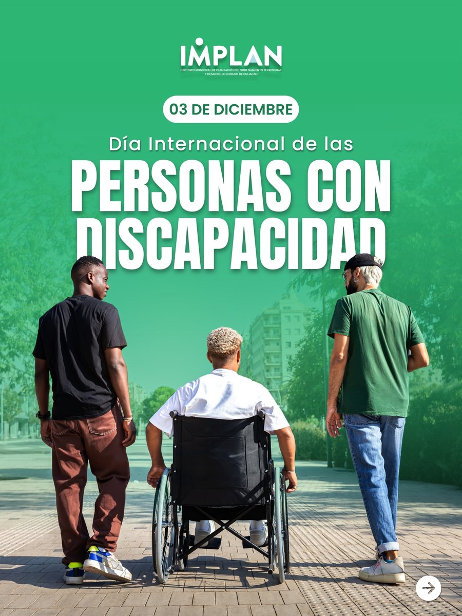 implanculiacan's tweet photo. Hoy es 3 de diciembre, Día Internacional de las Personas con Discapacidad.

Nuestros planes y programas, siempre incluyen a las personas con alguna capacidad diferente y se trabaja para que los espacios de nuestra ciudad y municipio, sean inclusivos en su totalidad. 🤝🧑‍🦽👩‍🦯 https://t.co/8XYxWuwswy