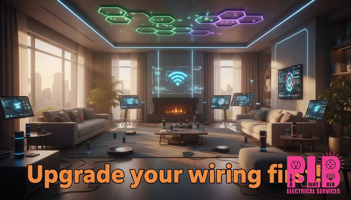 PlugLight's tweet photo. All those smart home gadgets? Useless if your home's electrical system can't keep up. Skipping the upgrade means blinking lights, random disconnects, and endless headaches! Want your tech running smooth? Start with the wiring. ⚡️ #SmartHome #PlugLightBulb https://t.co/QNBfrNIuB7