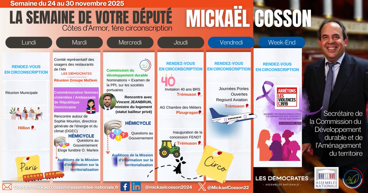 📢Quels ont été les temps forts de ma semaine ? 
👉🏼Retrouvez l'essentiel de mon agenda parlementaire du 24 au 30 novembre 2025 🗓️